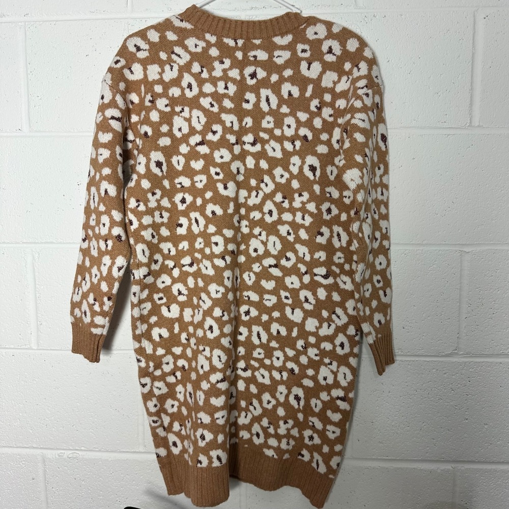 LOFT Leopard Print Sweater Dress Mini Long Sleeve Crew Neck Women Size S - Picture 4 of 4